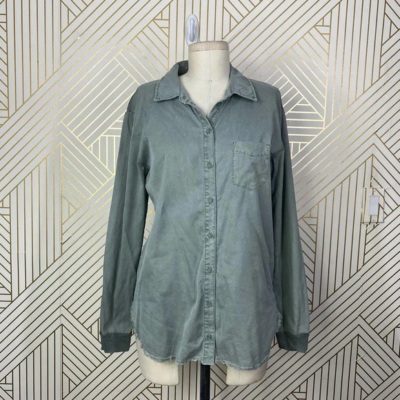 Stateside‎ Green Button-Down Supima Cotton Top - Picture 1 of 12
